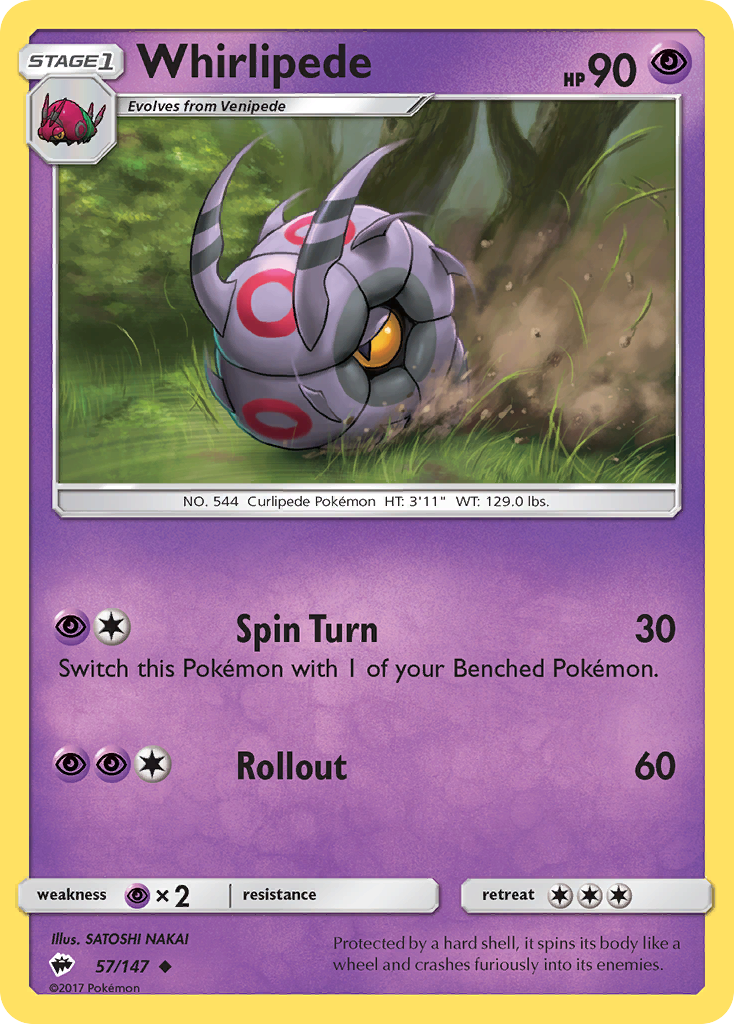 Whirlipede (57/147) [Sun & Moon: Burning Shadows] | Fandemonia Ltd