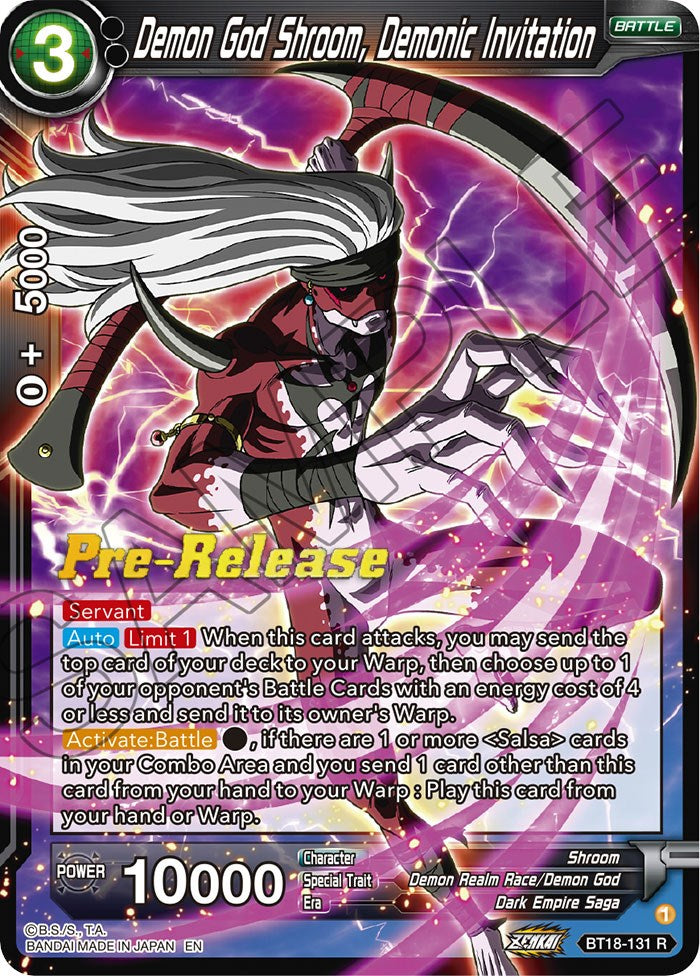 Demon God Shroom, Demonic Invitation (BT18-131) [Dawn of the Z-Legends Prerelease Promos] | Fandemonia Ltd