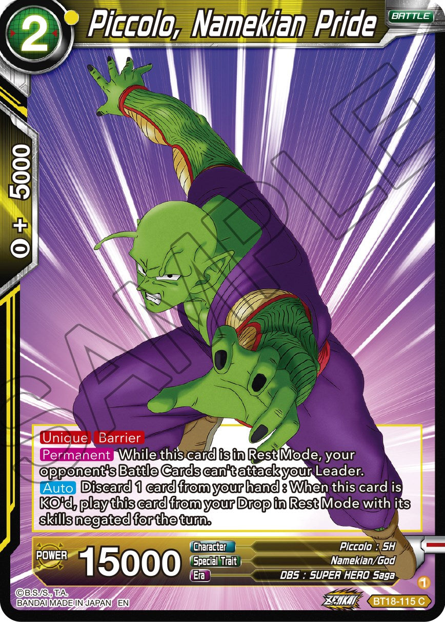 Piccolo, Namekian Pride (BT18-115) [Dawn of the Z-Legends] | Fandemonia Ltd