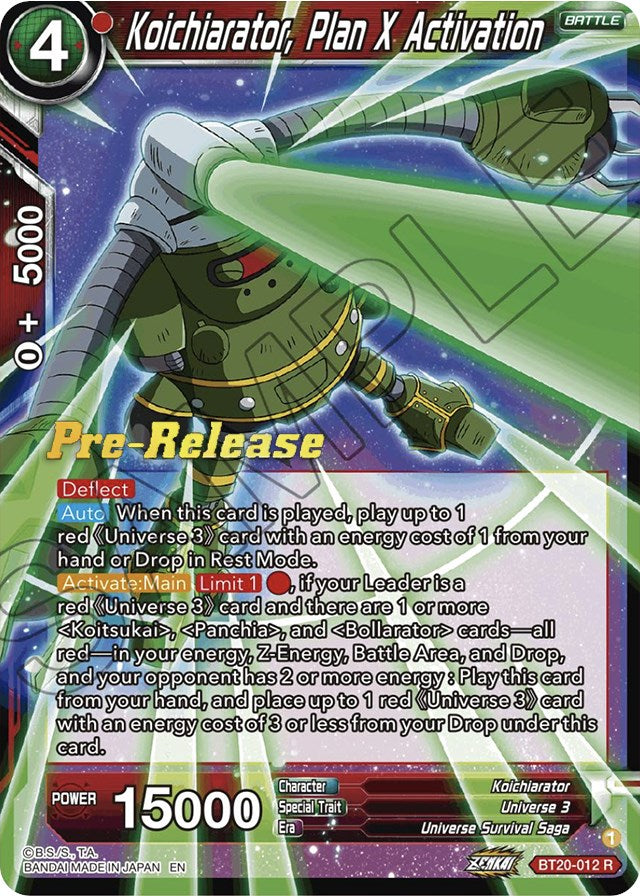 Koichiarator, Plan X Activation (BT20-012) [Power Absorbed Prerelease Promos] | Fandemonia Ltd