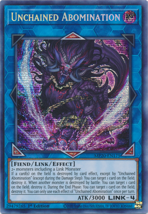 Unchained Abomination [MP20-EN175] Prismatic Secret Rare | Fandemonia Ltd