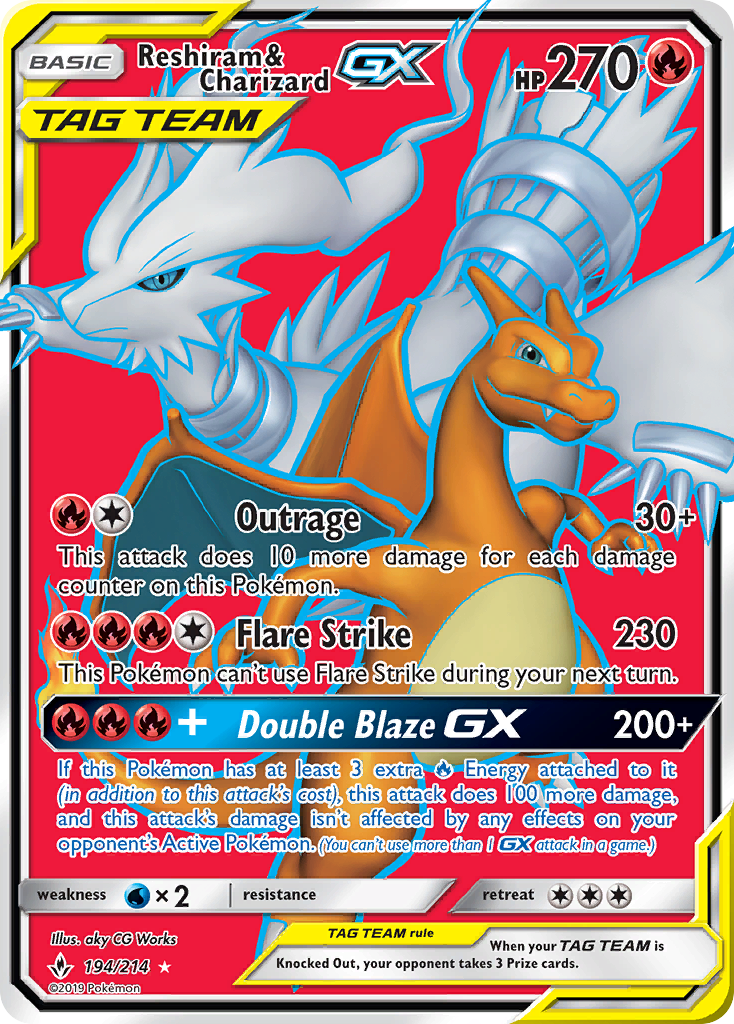 Reshiram & Charizard GX (194/214) [Sun & Moon: Unbroken Bonds] | Fandemonia Ltd