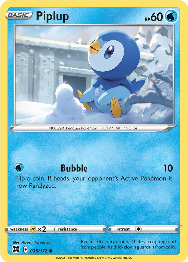 Piplup (035/172) [Sword & Shield: Brilliant Stars] | Fandemonia Ltd