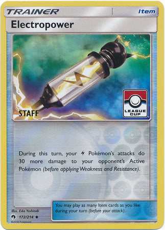 Electropower (172/214) (League Promo Staff) [Sun & Moon: Lost Thunder] | Fandemonia Ltd