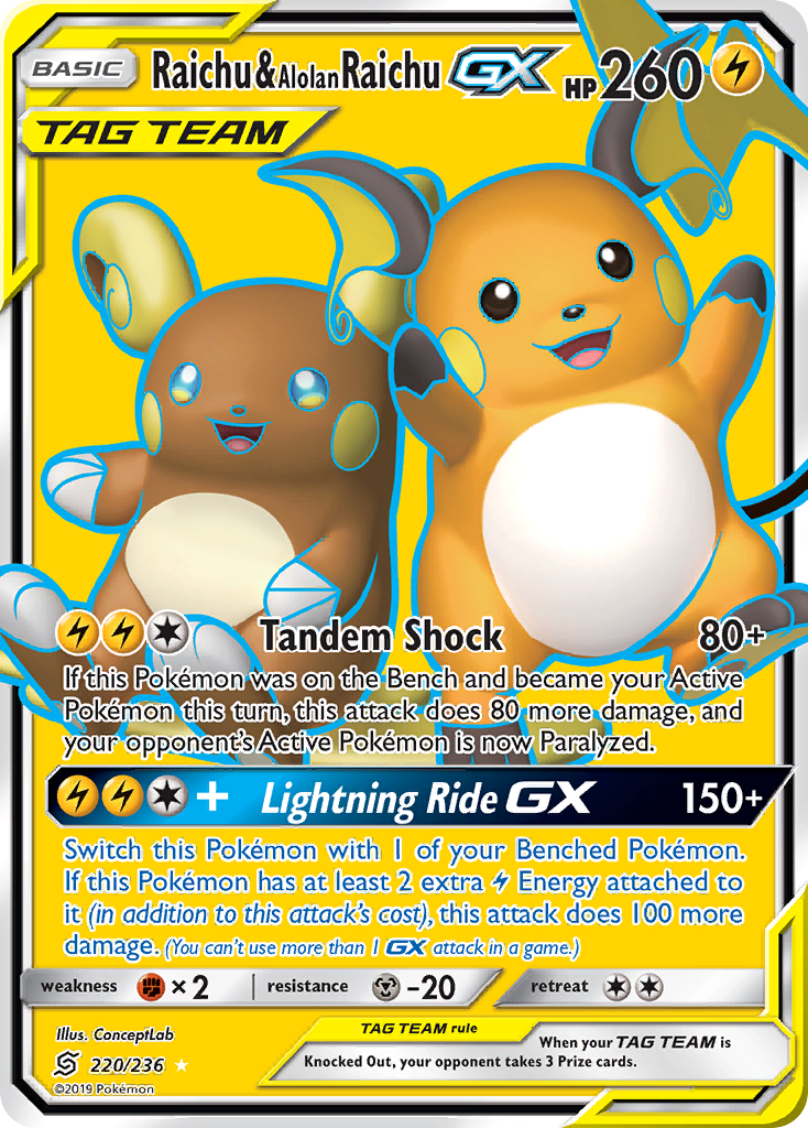 Raichu & Alolan Raichu GX (220/236) [Sun & Moon: Unified Minds] | Fandemonia Ltd