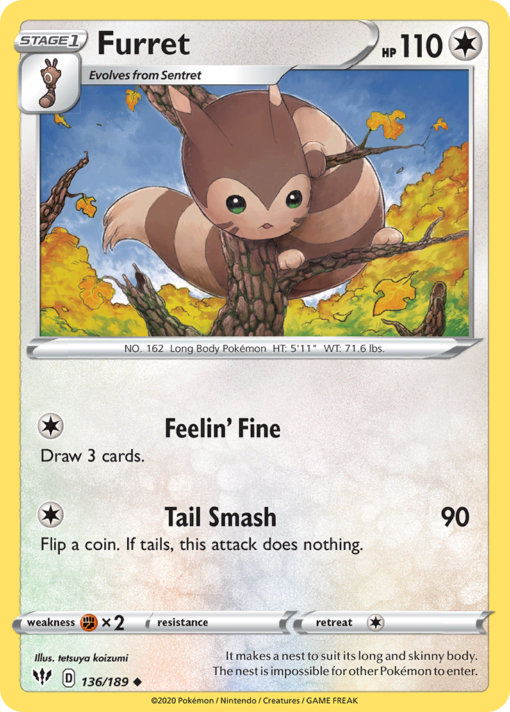 Furret (136/189) [Sword & Shield: Darkness Ablaze] | Fandemonia Ltd