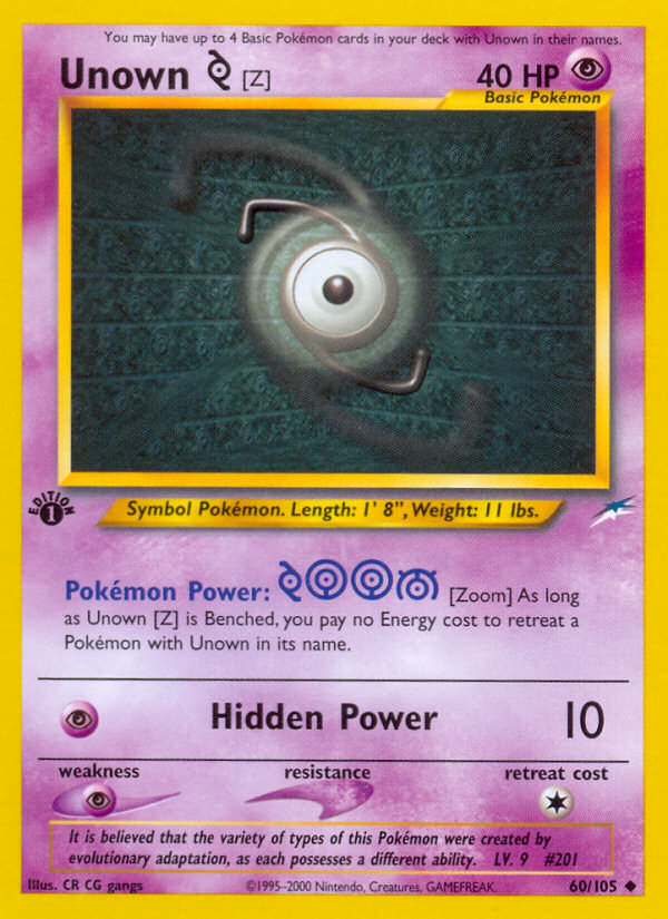 Unown [Z] (60/105) [Neo Destiny 1st Edition] | Fandemonia Ltd