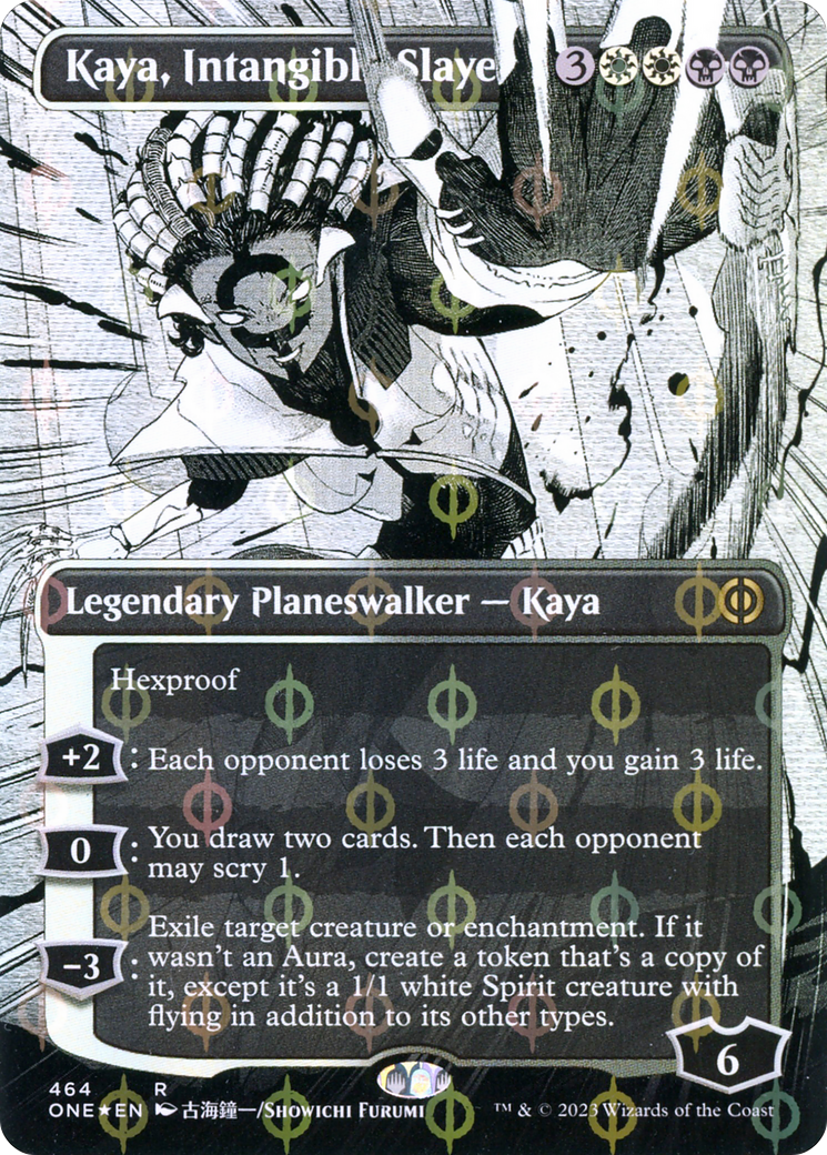 Kaya, Intangible Slayer (Borderless Manga Step-and-Compleat Foil) [Phyrexia: All Will Be One] | Fandemonia Ltd