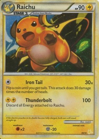 Raichu (30/30) [HeartGold & SoulSilver: Trainer Kit - Raichu] | Fandemonia Ltd