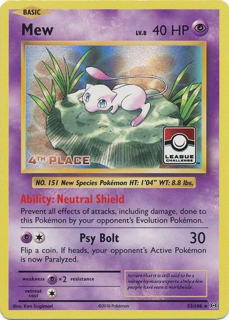 Mew (53/108) (League Promo 4th Place) [XY: Evolutions] | Fandemonia Ltd