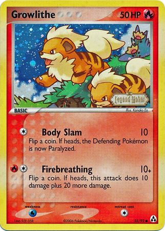 Growlithe (55/92) (Stamped) [EX: Legend Maker] | Fandemonia Ltd