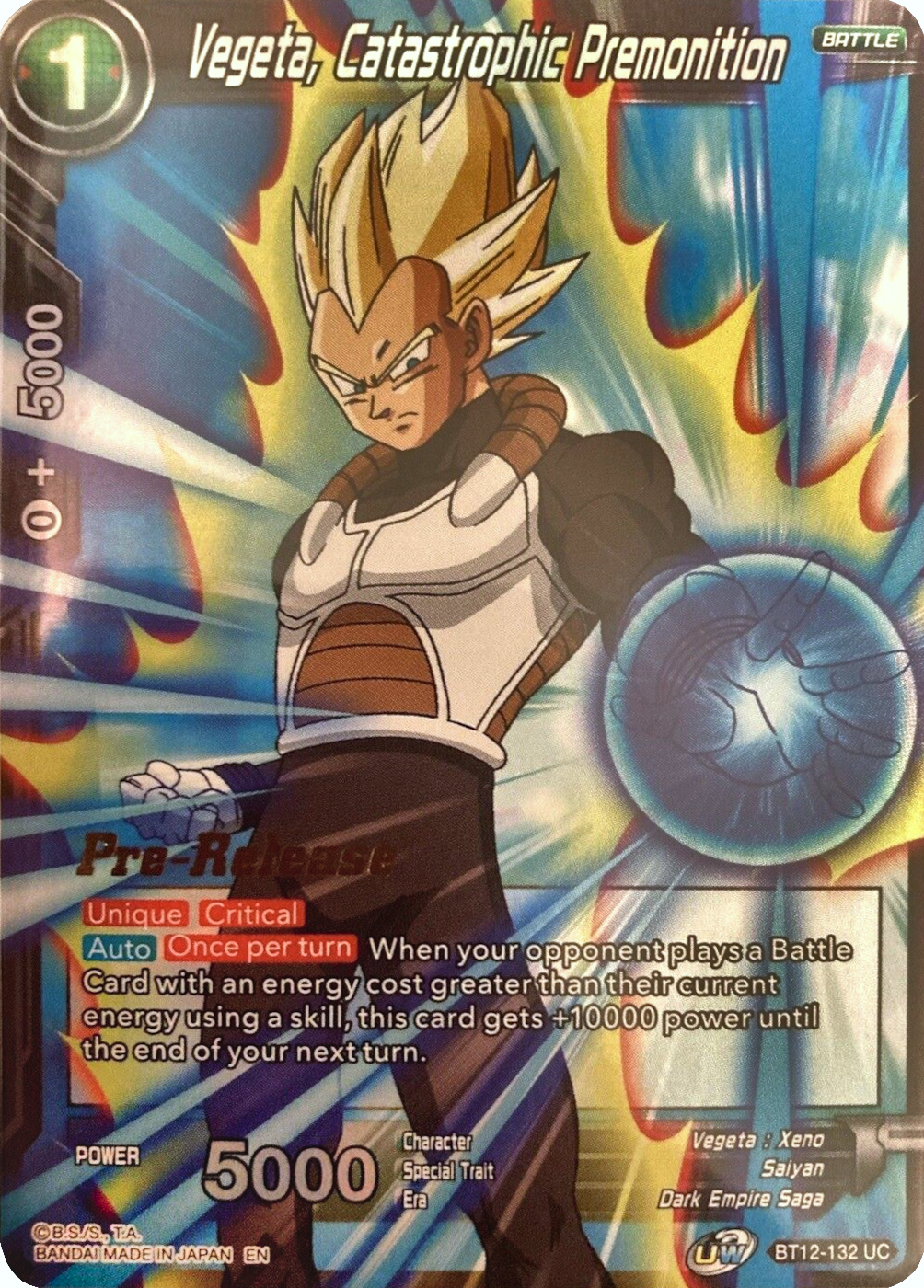 Vegeta, Catastrophic Premonition (BT12-132) [Vicious Rejuvenation Prerelease Promos] | Fandemonia Ltd