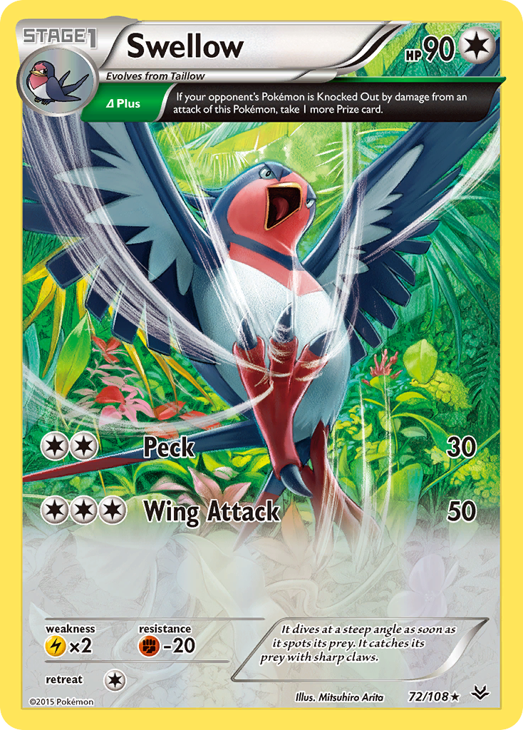 Swellow (72/108) [XY: Roaring Skies] | Fandemonia Ltd