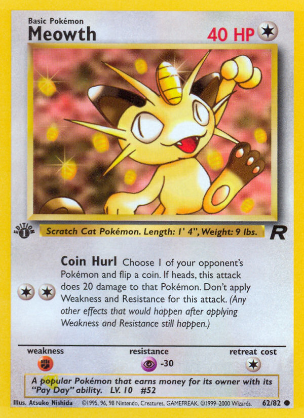 Meowth (62/82) [Team Rocket 1st Edition] | Fandemonia Ltd