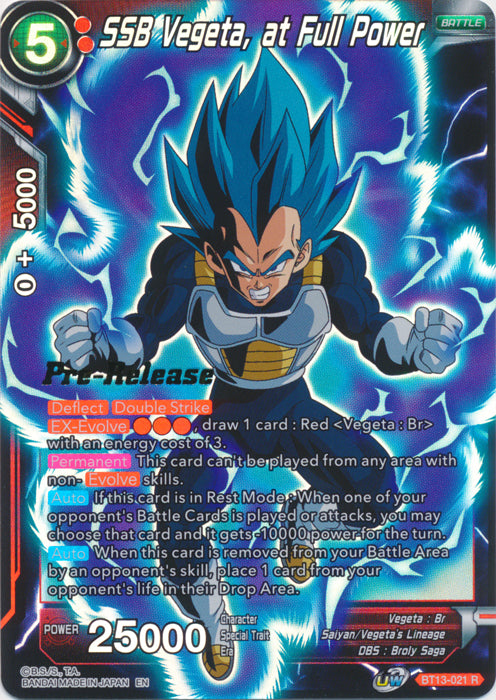 SSB Vegeta, at Full Power (BT13-021) [Supreme Rivalry Prerelease Promos] | Fandemonia Ltd