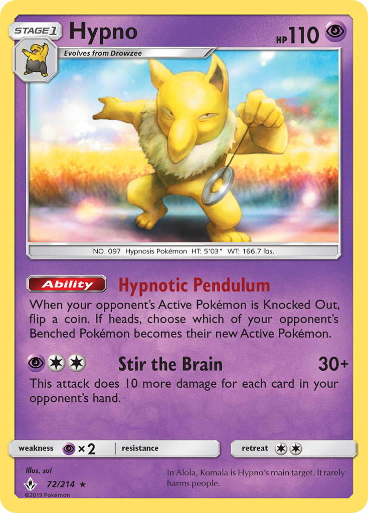 Hypno (72/214) [Sun & Moon: Unbroken Bonds] | Fandemonia Ltd