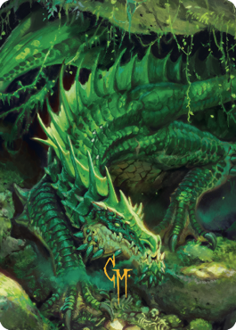 Lurking Green Dragon Art Card (Gold-Stamped Signature) [Commander Legends: Battle for Baldur's Gate Art Series] | Fandemonia Ltd