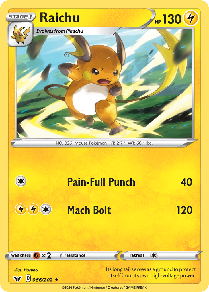 Raichu (066/202) [Sword & Shield: Base Set] | Fandemonia Ltd