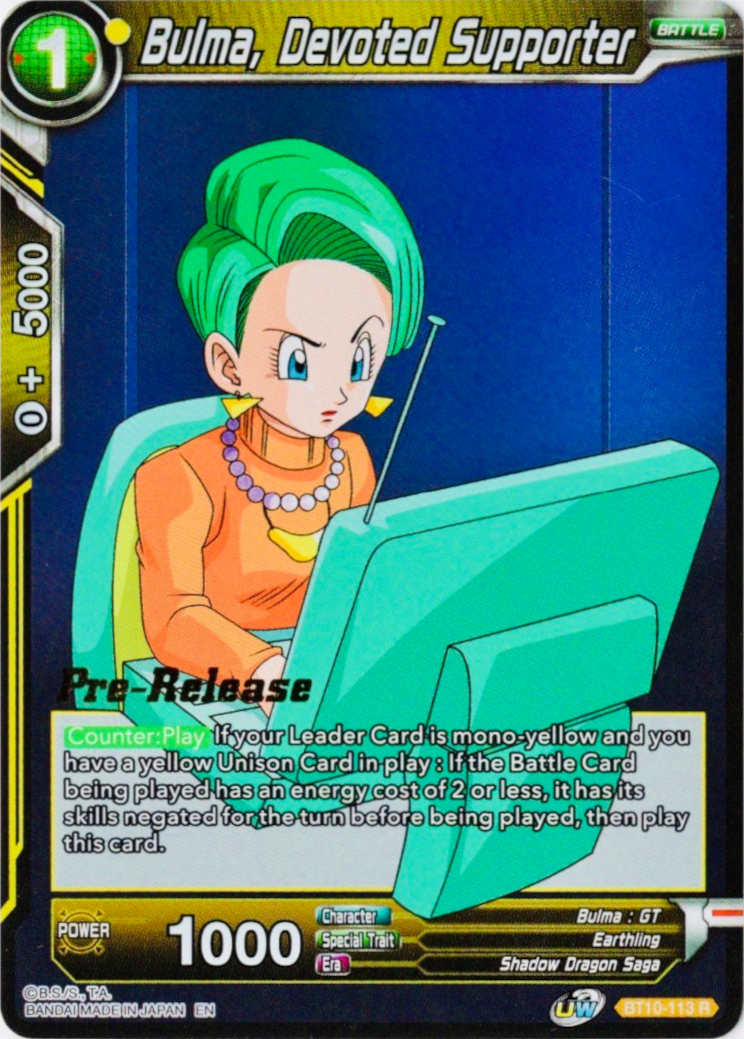 Bulma, Devoted Supporter (BT10-113) [Rise of the Unison Warrior Prerelease Promos] | Fandemonia Ltd