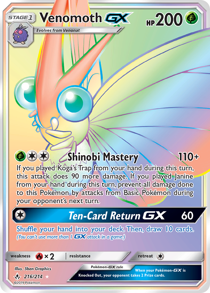 Venomoth GX (216/214) [Sun & Moon: Unbroken Bonds] | Fandemonia Ltd