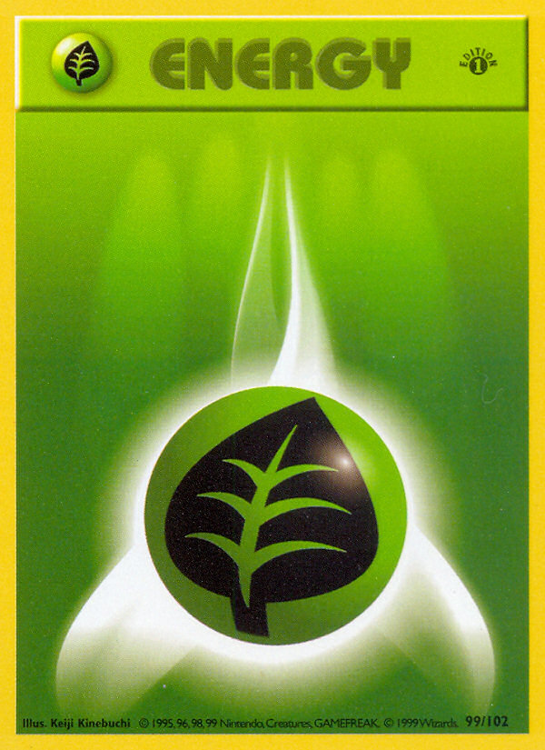 Grass Energy (99/102) (Shadowless) [Base Set 1st Edition] | Fandemonia Ltd