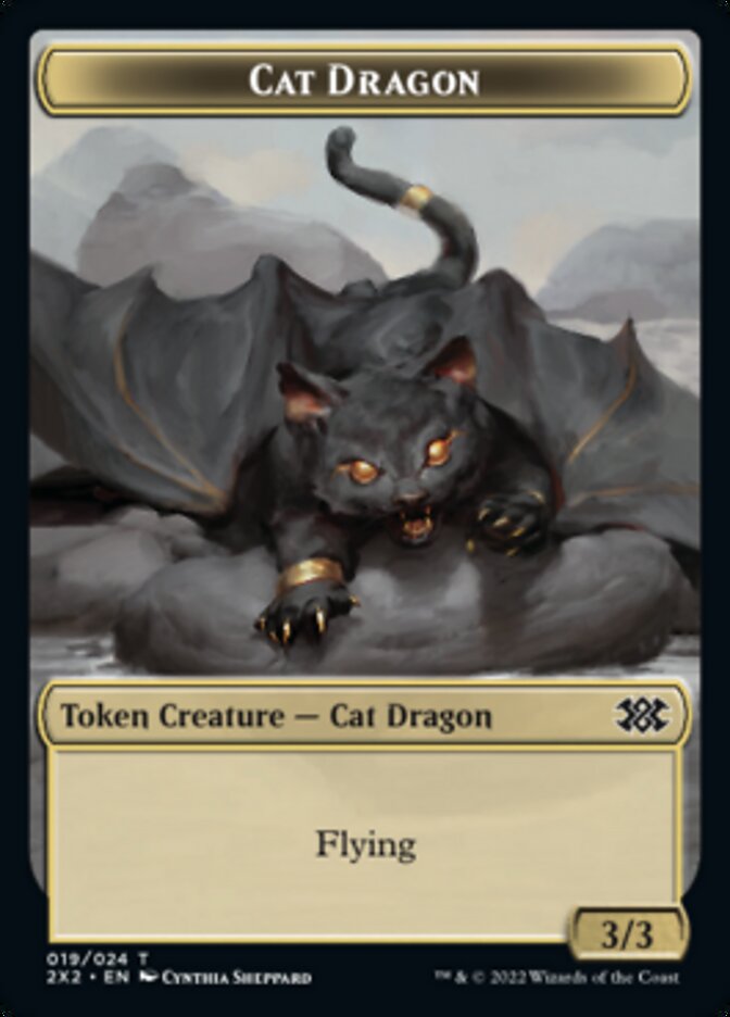 Cat Dragon // Eldrazi Scion Double-sided Token [Double Masters 2022 Tokens] | Fandemonia Ltd