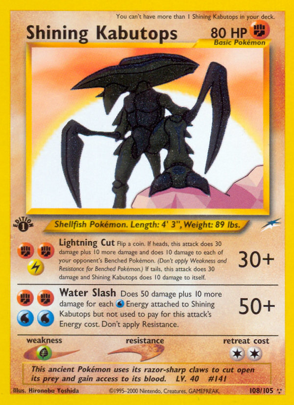 Shining Kabutops (108/105) [Neo Destiny 1st Edition] | Fandemonia Ltd