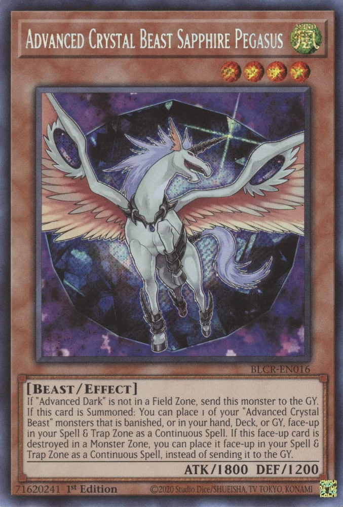 Advanced Crystal Beast Sapphire Pegasus [BLCR-EN016] Secret Rare | Fandemonia Ltd