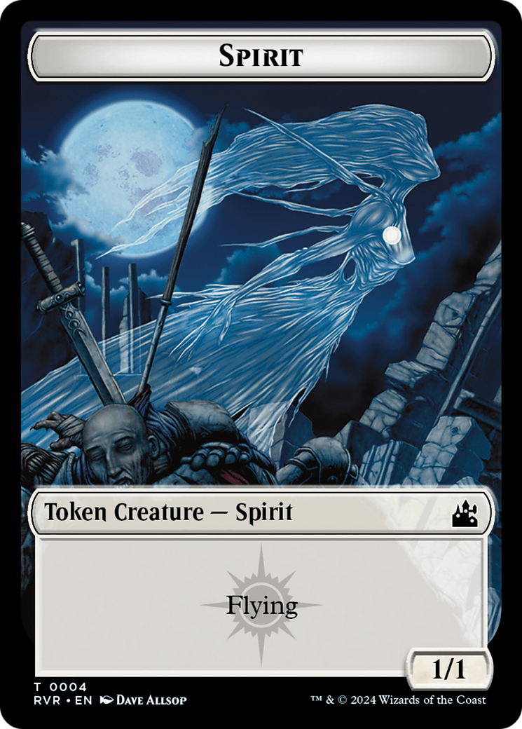 Elf Knight // Spirit (0004) Double-Sided Token [Ravnica Remastered Tokens] | Fandemonia Ltd