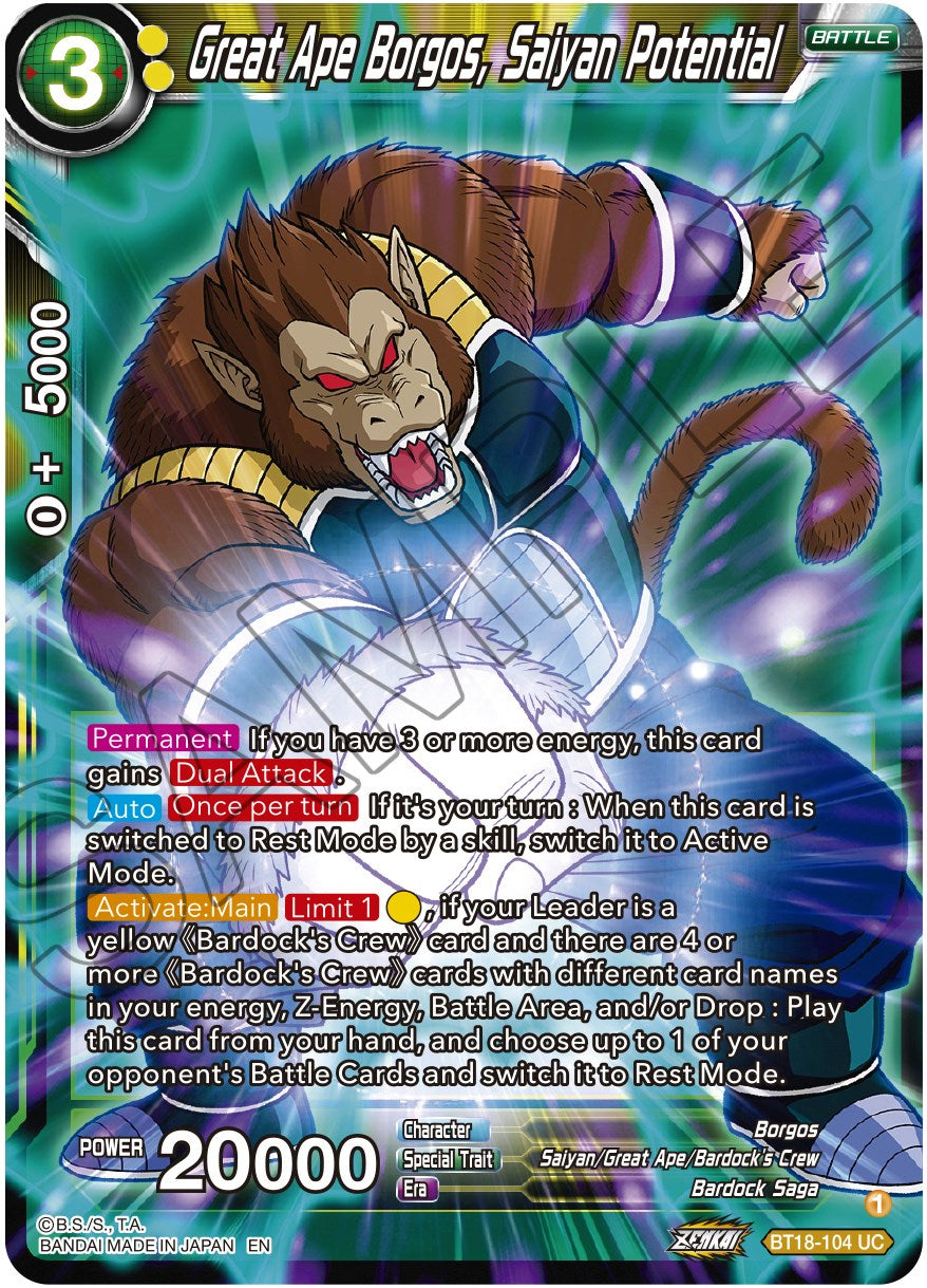 Great Ape Borgos, Saiyan Potential (BT18-104) [Dawn of the Z-Legends] | Fandemonia Ltd