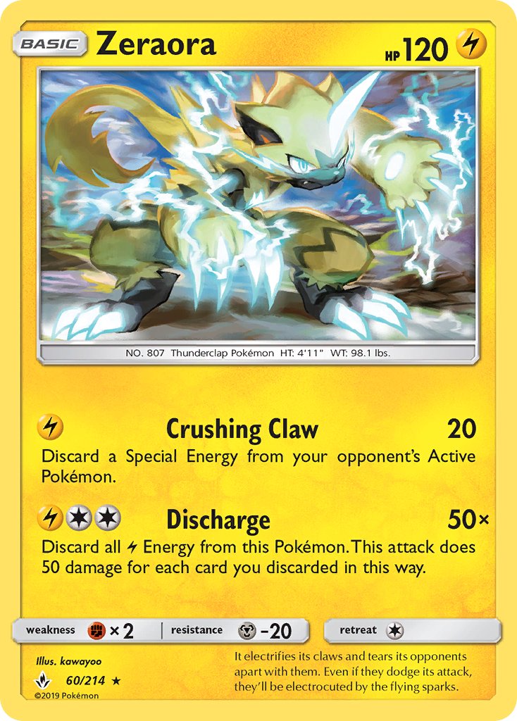 Zeraora (60/214) (Cracked Ice Holo) (Theme Deck Exclusive) [Sun & Moon: Unbroken Bonds] | Fandemonia Ltd