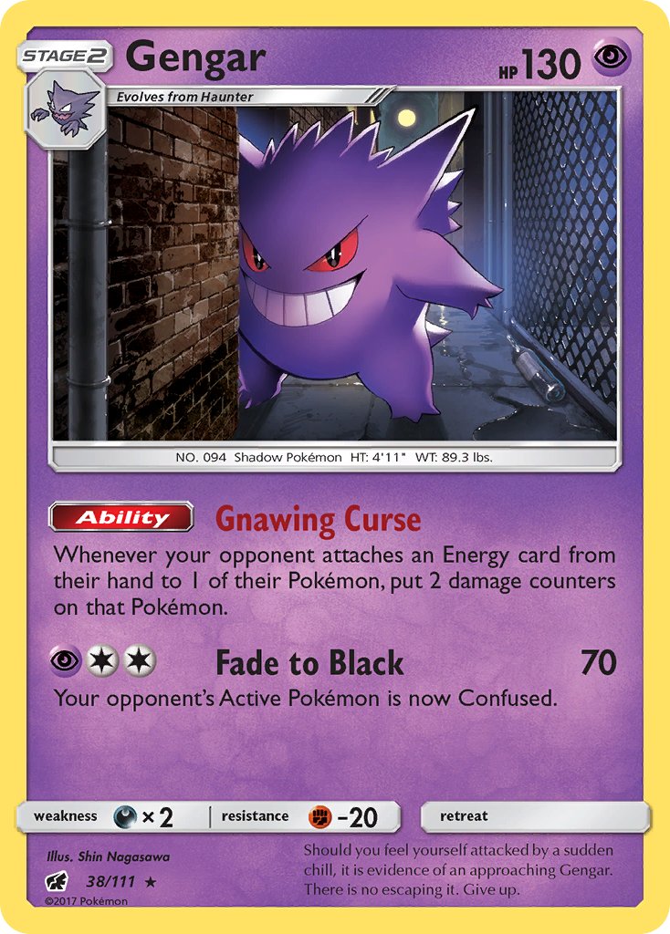 Gengar (38/111) (Prerelease Kit Exclusive) (Theme Deck Exclusive) [Sun & Moon: Crimson Invasion] | Fandemonia Ltd