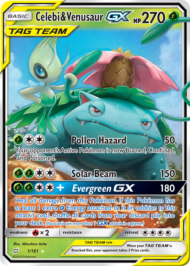 Celebi & Venusaur GX (1/181) [Sun & Moon: Team Up] | Fandemonia Ltd