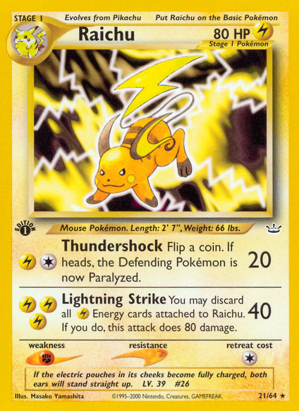 Raichu (21/64) [Neo Revelation 1st Edition] | Fandemonia Ltd