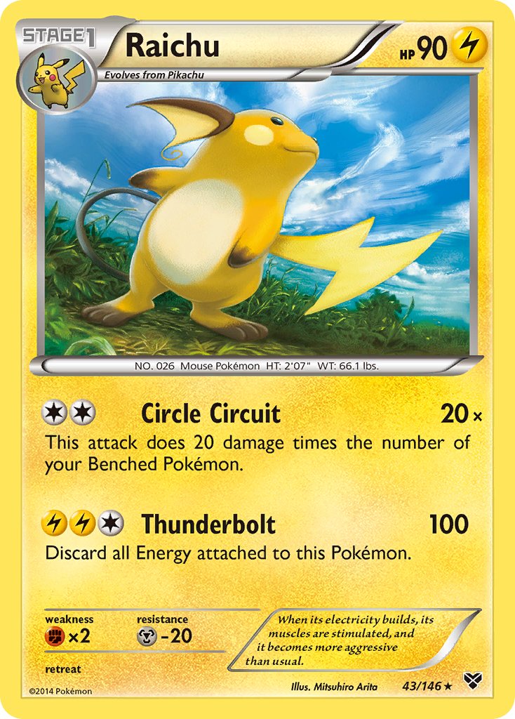 Raichu (43/146) (Battle Arena Deck Exclusive) (Theme Deck Exclusive) [XY: Base Set] | Fandemonia Ltd