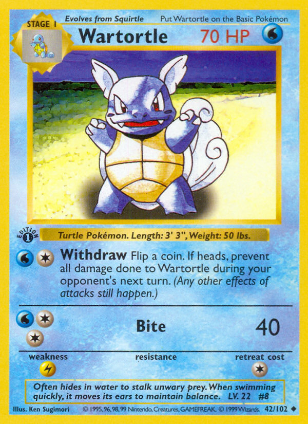 Wartortle (42/102) (Shadowless) [Base Set 1st Edition] | Fandemonia Ltd