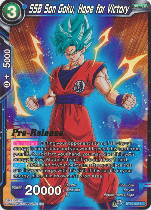 SSB Son Goku, Hope for Victory (BT10-036) [Rise of the Unison Warrior Prerelease Promos] | Fandemonia Ltd