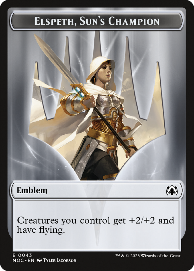 Warrior // Elspeth, Sun's Champion Emblem Double-Sided Token [March of the Machine Commander Tokens] | Fandemonia Ltd