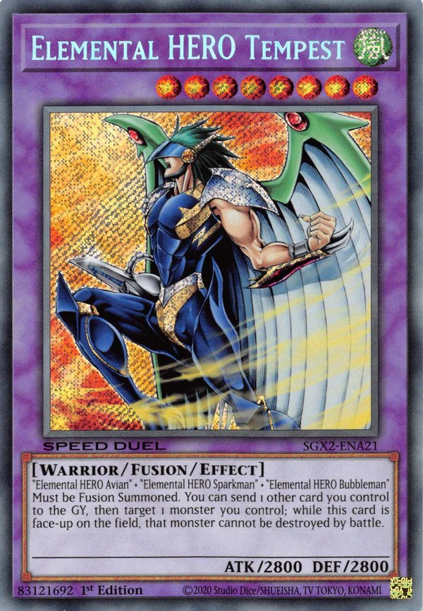 Elemental HERO Tempest [SGX2-ENA21] Secret Rare | Fandemonia Ltd