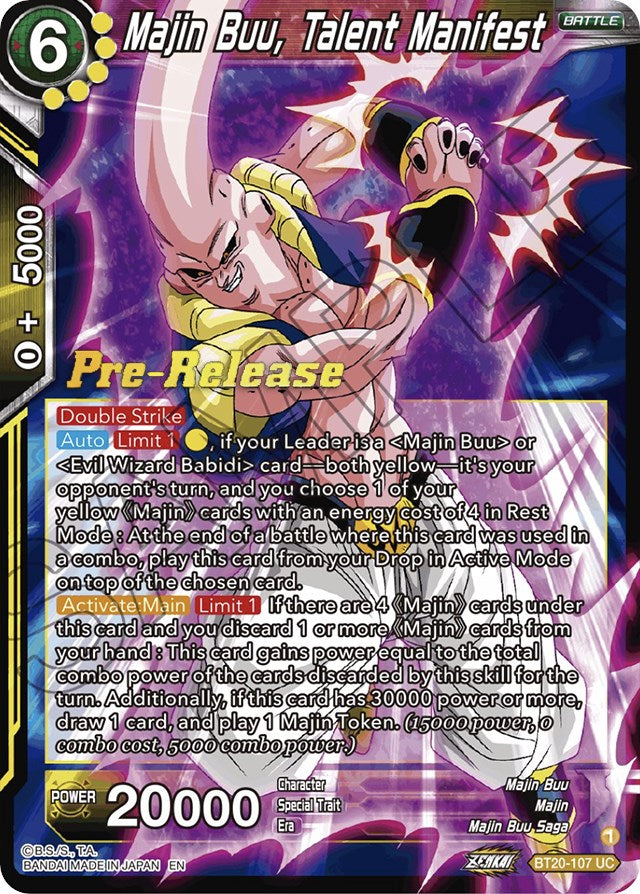 Majin Buu, Talent Manifest (BT20-107) [Power Absorbed Prerelease Promos] | Fandemonia Ltd