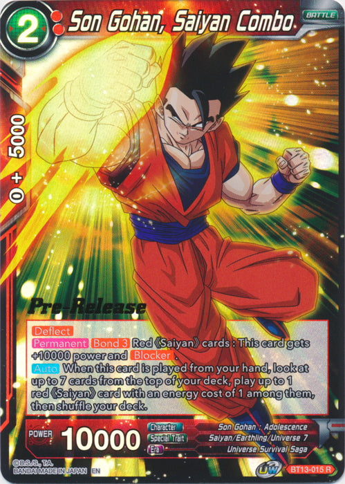 Son Gohan, Saiyan Combo (BT13-015) [Supreme Rivalry Prerelease Promos] | Fandemonia Ltd