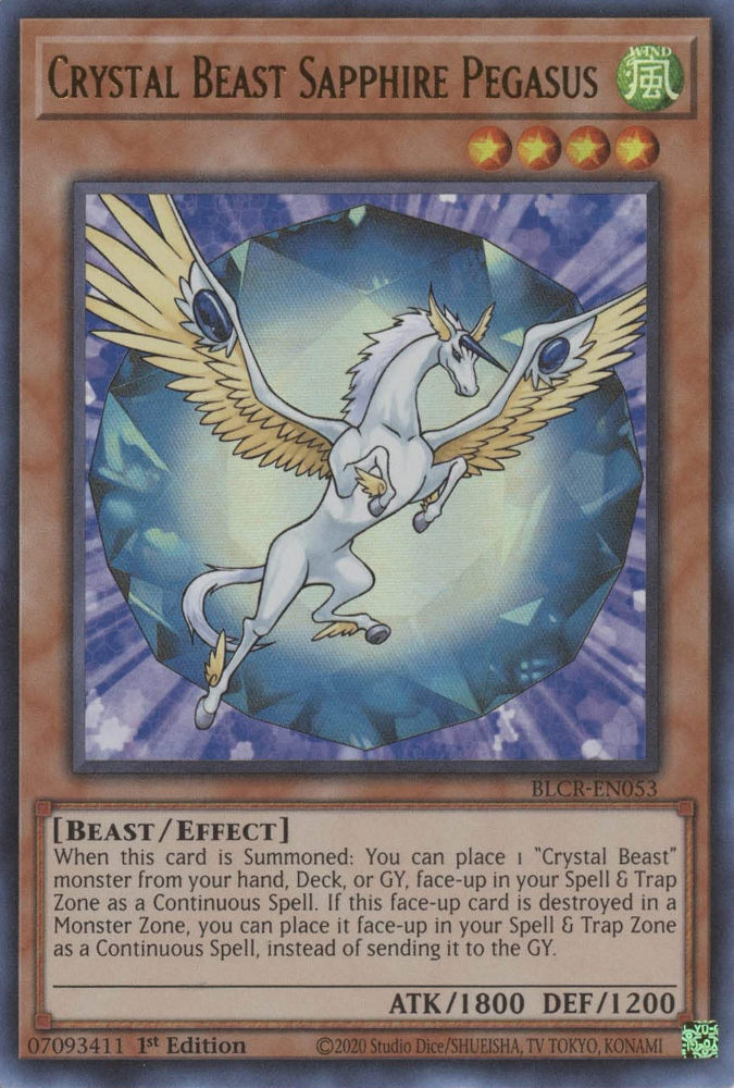 Crystal Beast Sapphire Pegasus [BLCR-EN053] Ultra Rare | Fandemonia Ltd