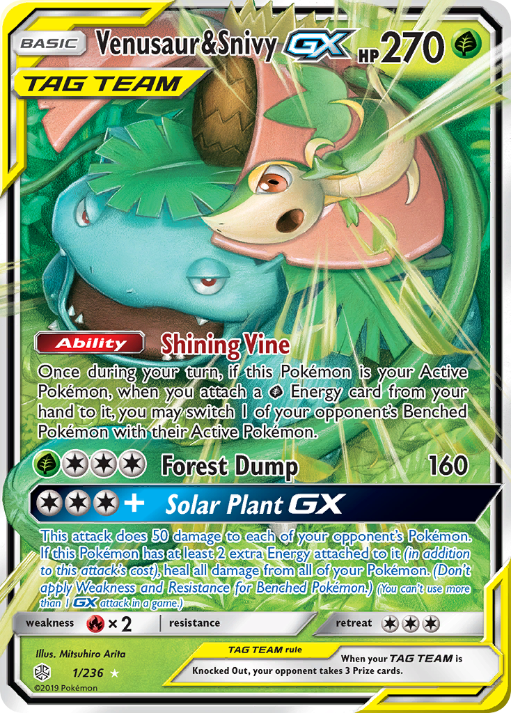 Venusaur & Snivy GX (1/236) [Sun & Moon: Cosmic Eclipse] | Fandemonia Ltd