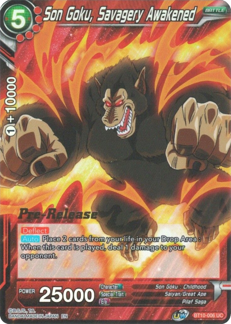 Son Goku, Savagery Awakened (BT10-006) [Rise of the Unison Warrior Prerelease Promos] | Fandemonia Ltd