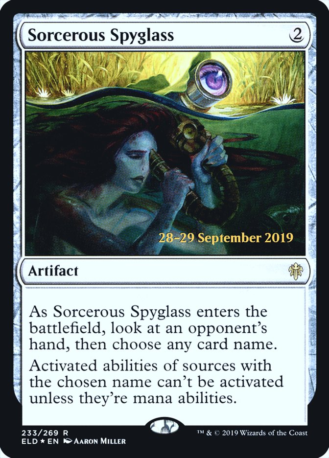 Sorcerous Spyglass  [Throne of Eldraine Prerelease Promos] | Fandemonia Ltd