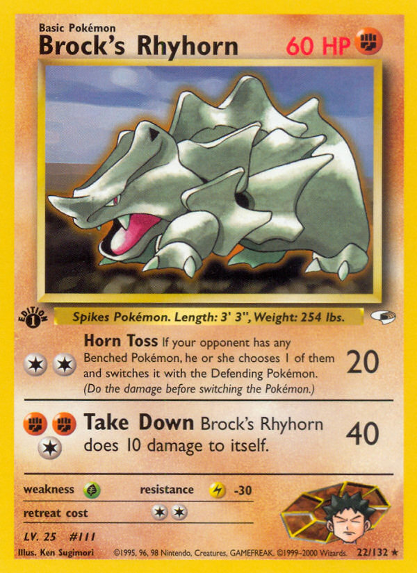 Brock's Rhyhorn (22/132) [Gym Heroes 1st Edition] | Fandemonia Ltd