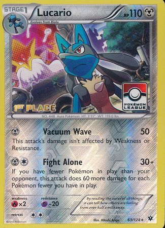 Lucario (63/124) (League Promo 1st Place) [XY: Fates Collide] | Fandemonia Ltd