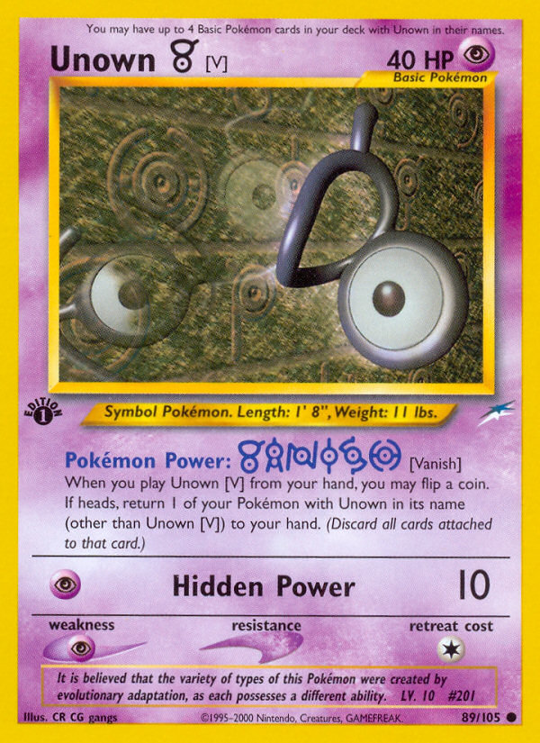 Unown [V] (89/105) [Neo Destiny 1st Edition] | Fandemonia Ltd