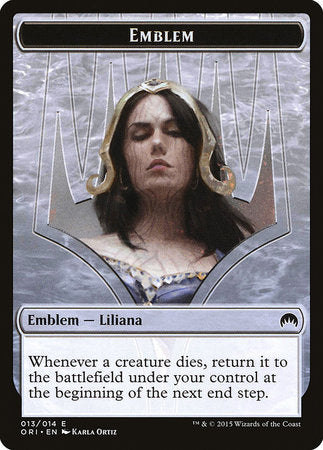 Emblem - Liliana, Defiant Necromancer [Magic Origins Tokens] | Fandemonia Ltd