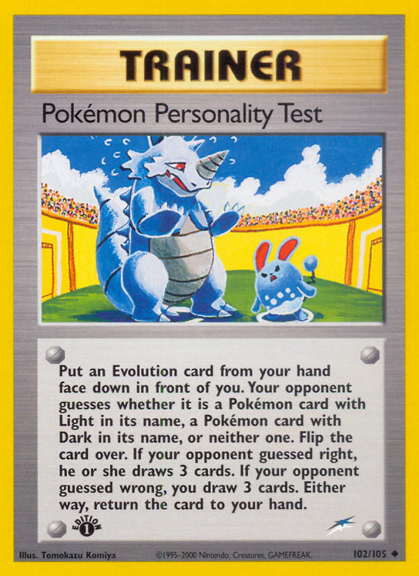 Pokemon Personality Test (102/105) [Neo Destiny 1st Edition] | Fandemonia Ltd